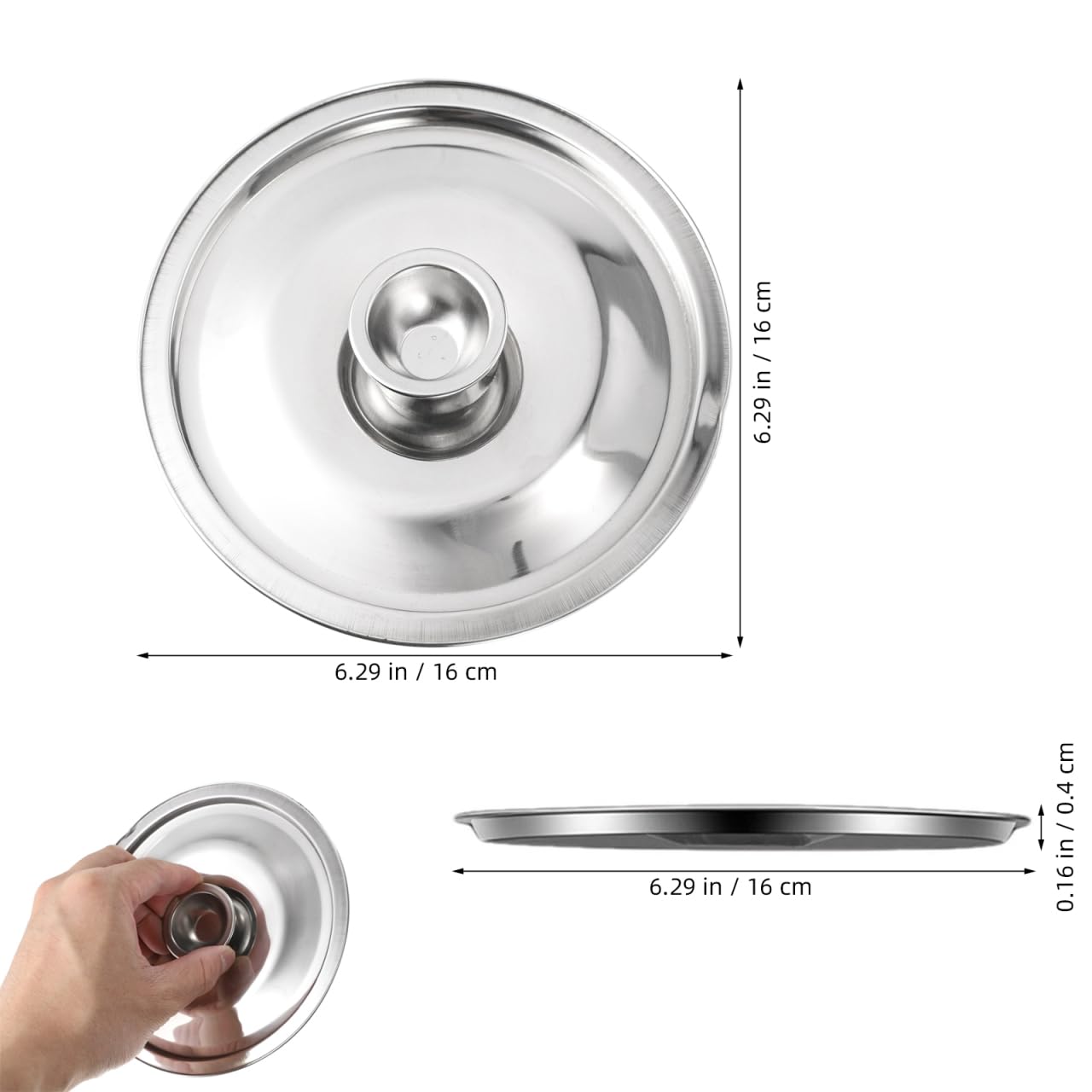 DOITOOL 6.29 Inch Stainless Steel Seasoning Pot Cover Pot Lid for Kitchen Bowls and Containers Easy-Clean Cookware Lid 1 Piece