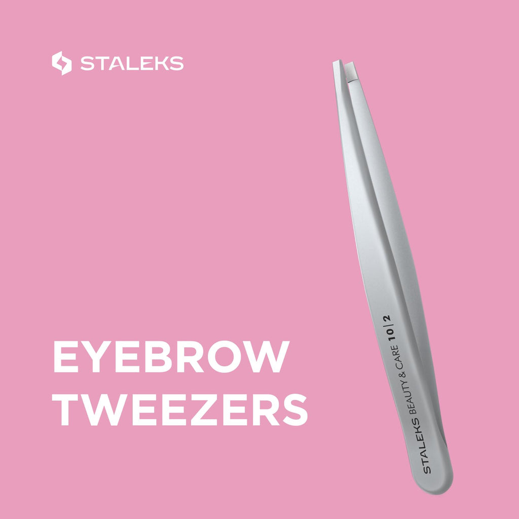 STALEKS BEAUTY & CARE 10 Type 2 Eyebrow Tweezers – Narrow Straight Stainless Steel for Thick Brows & Precise Home Hair Removal