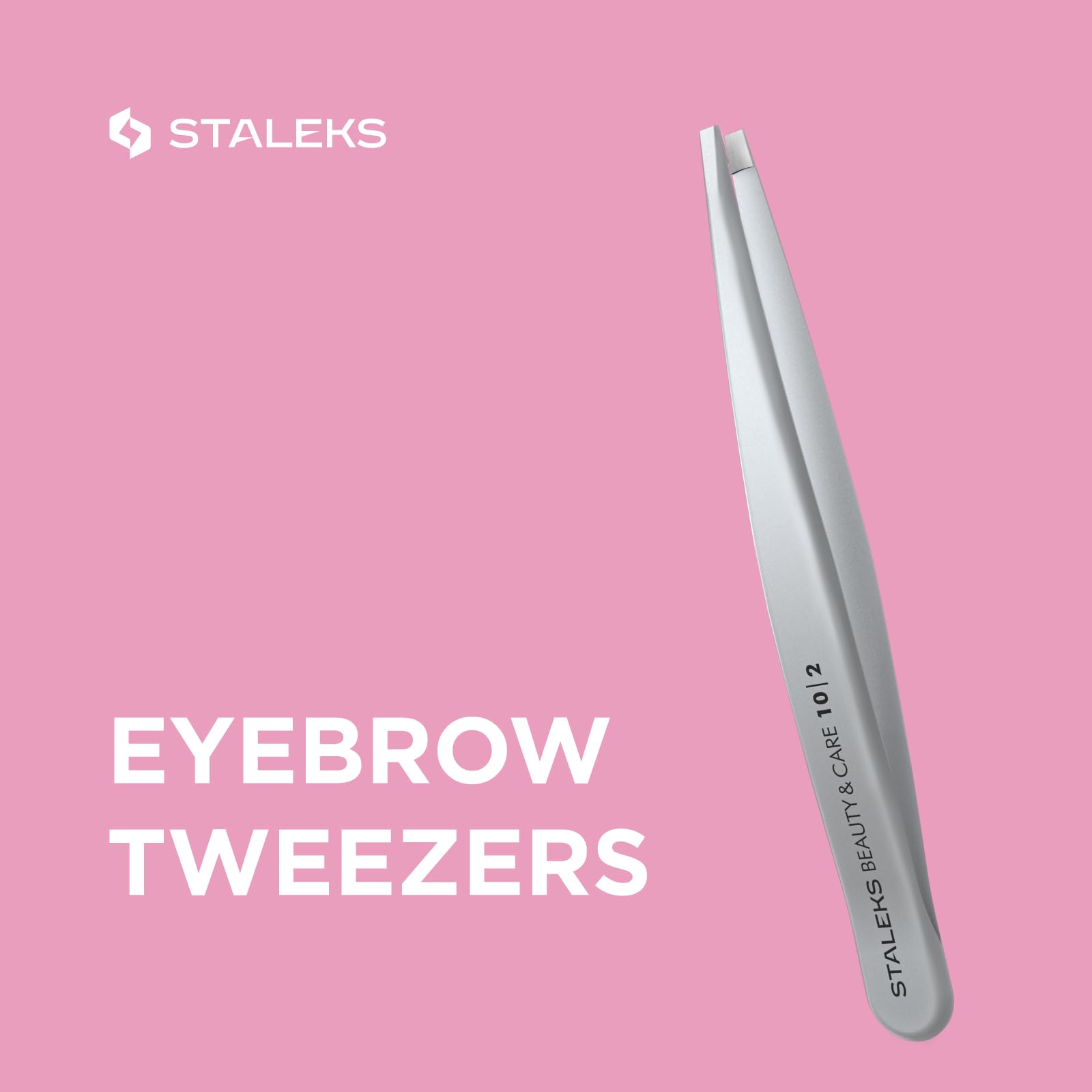 STALEKS BEAUTY & CARE 10 Type 2 Eyebrow Tweezers – Narrow Straight Stainless Steel for Thick Brows & Precise Home Hair Removal
