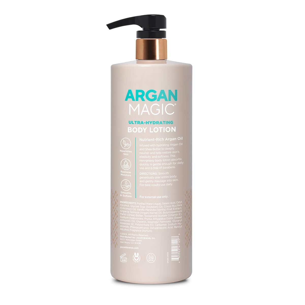 Argan Magic Ultra-Hydrating Coconut & Vanilla Body Lotion with Hyaluronic Acid for Dry Skin - Nourishes Skin, Restores Moisture, Smooths & Softens | Non-Greasy Formula | Paraben Free (32 oz)