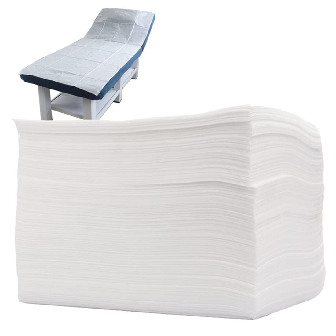 YEEOZOE 100PCS Disposable Bed Sheets, Disposable Massage Table Sheets, Disposable Bed Covers for SPA Lash Wax Tattoo Salon, Non Woven Fabric, 71" x 31" White