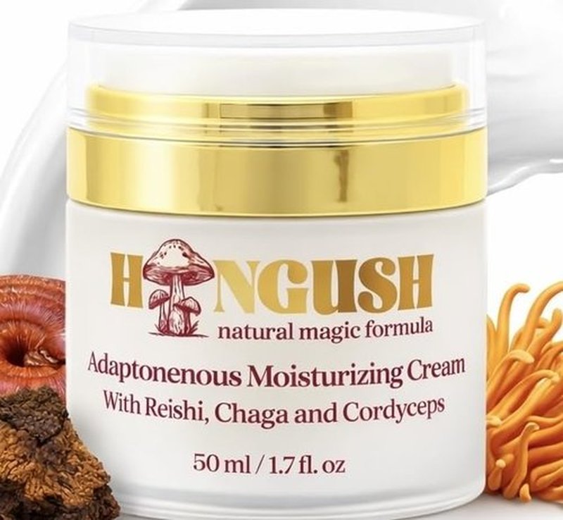 HONGUSH Facial Moisturizer – Hydrating Face Cream with Reishi, Chaga & Cordyceps, Lightweight Non Greasy Moisturizer for Dry, Sensitive & Combination Skin, Skin Barrier Support, 50 ml