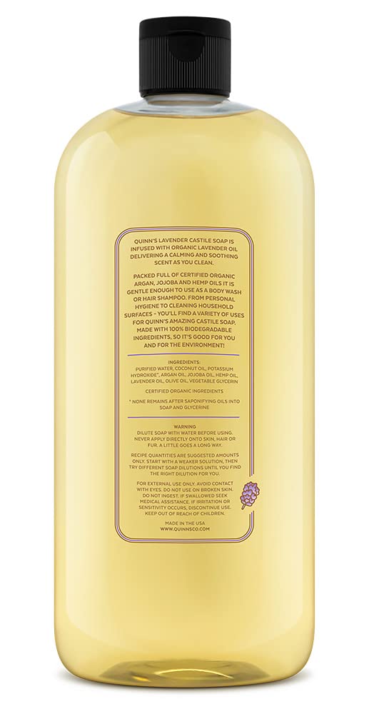 Quinn's Pure Castile Organic Liquid Soap, 32 ounce (Lavender)