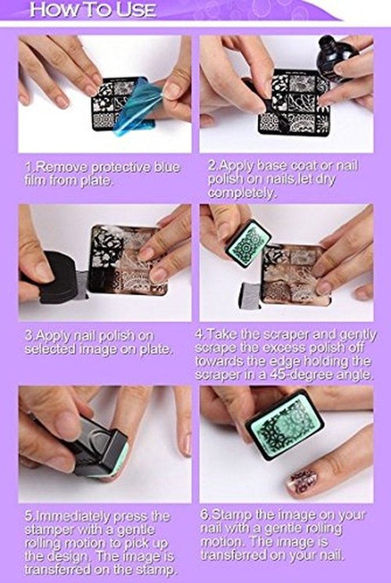 FingerAngel 20 Pcs Mix Design Nail Stamping Template+1 Stamper + 1 Scraper Nail Art Image Stamp Stamping Plates Manicure Template Nail Art Tools (A1-20)