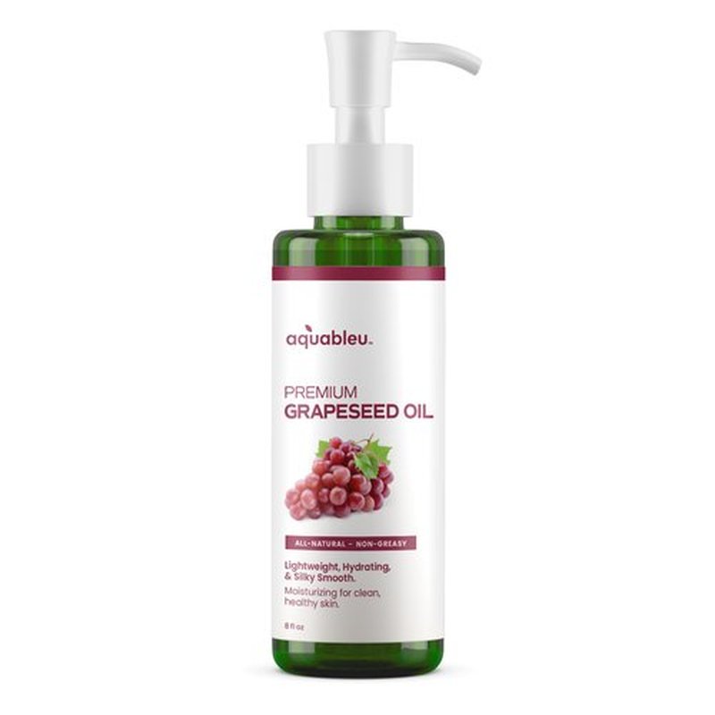 Aquableu Premium Grapeseed Oil - 100% Pure and All-Natural - Hydrating and Silky Smooth - Moisturing, for Clean and Healthy Skin, and Strong Hair - Cold Pressed - 8 oz
