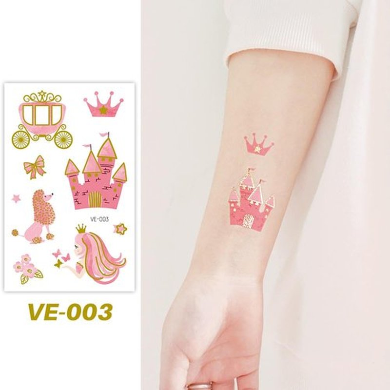 HAIIDOAK Temporary Tattoos, Waterproof Fake Tattoos Body Art for Kids and Adults, Party Favors and Events, 12-Sheet Pink Princess Dresses Designs
