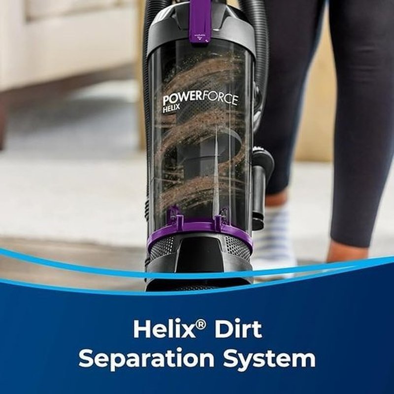 Power Force Helix Bagless Upright Vacuum - Powerful Suction for Pet Hair & Carpets | 23ft Cord, 5 Height Settings, Violet