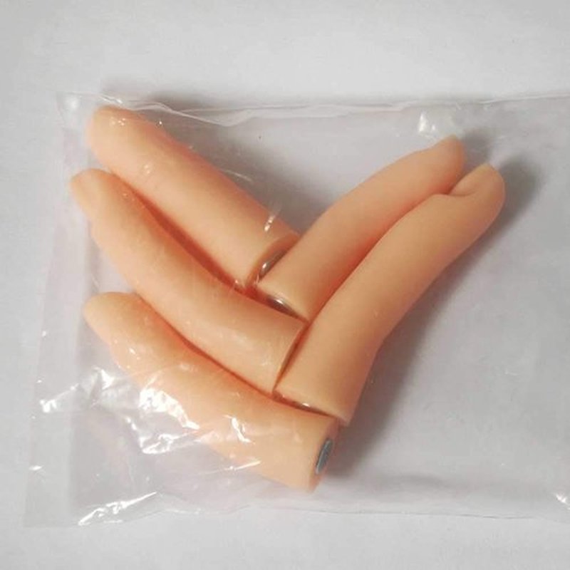 5Pcs Silicone Fake Finger Acrylic UV Gel Nail Art Practice Manicure False Fingers Fake Finger with Magnet for Hand Nail Art Training Display Tools