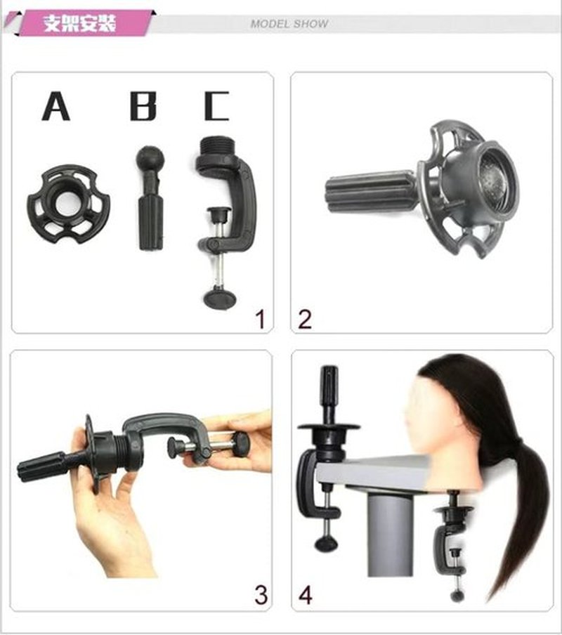 Mannequin Head with Hair 26" mannequin doll head styling manikin head Cosmetology Doll Head Multicolored Synthetic Fiber Hair Table Clamp Stand Included)(black YK)