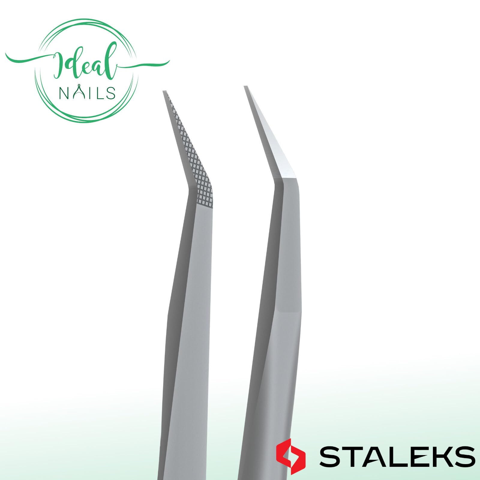 STALEKS PRO Expert 45 Type 8 Professional Eyelash Tweezers (Mini L-Shaped) – Stainless Steel with Nano-Notches for Volume & Mega-Volume Lash Extensions