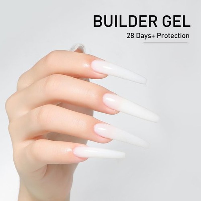 beautilux Nail Extension White Hard Gel, 55g Milky White Builder Nails Gel, Long Lasting for DIY Nail Art (M-BHB55-02)