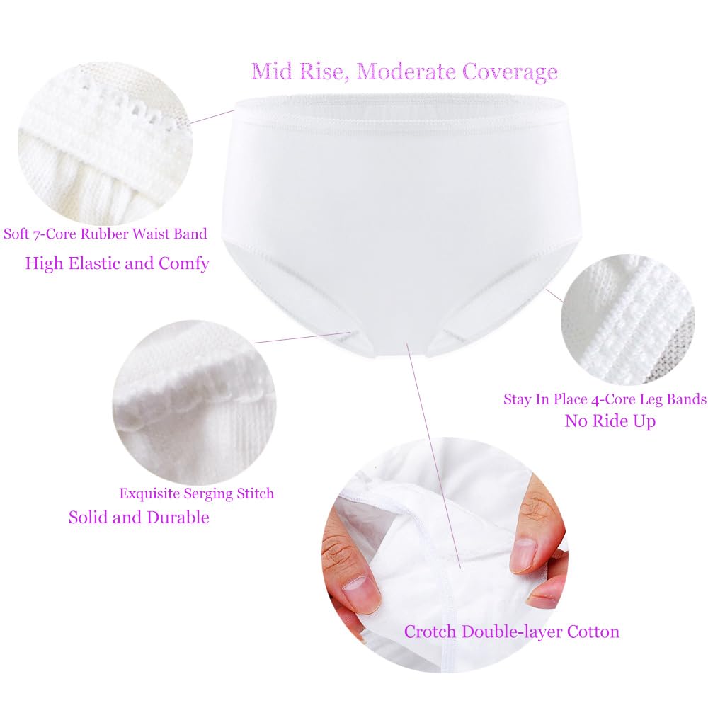 STARLY Women's Disposable Pure Cotton Underwear Travel Panties High Cut Granny Briefs (10pcs,White,M)