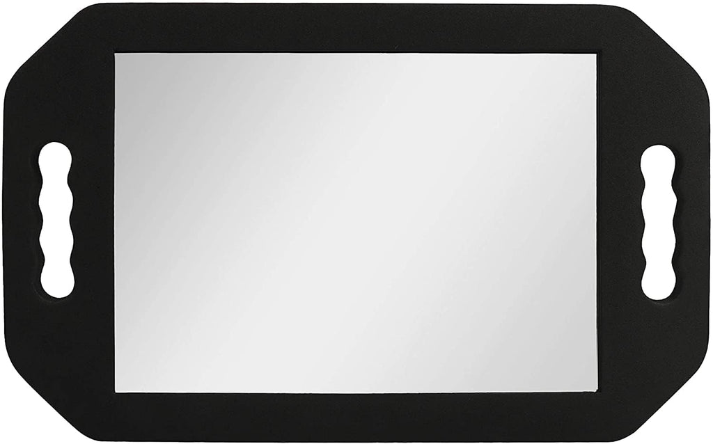Hairdressing Foam Mirror with Double Handle - Black Handheld Lightweight Mirror for Barbers and Hair Salons - Back of Head Haircuts View Mirrors