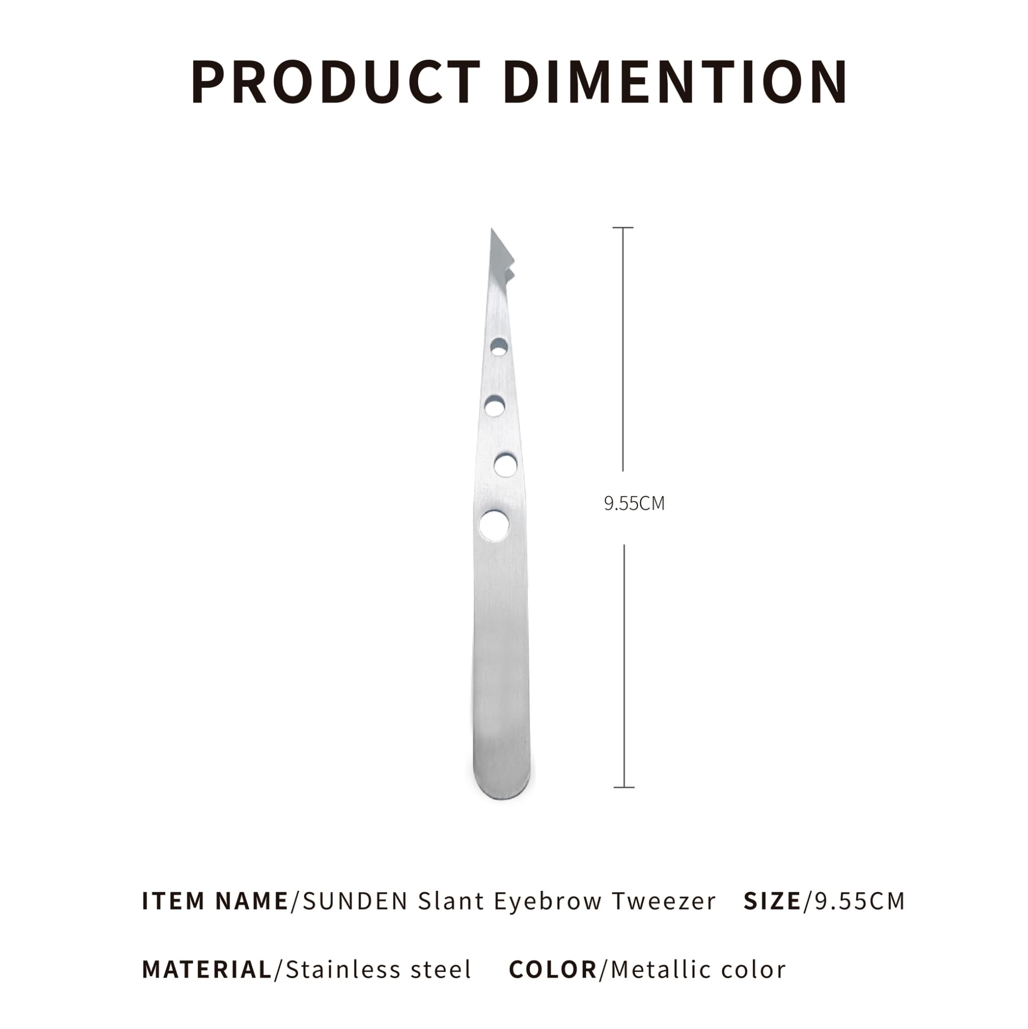 Slanted Point Tweezers, Stainless Steel, Precision Eyebrow and Hair Removal, SUNDEN SD2310