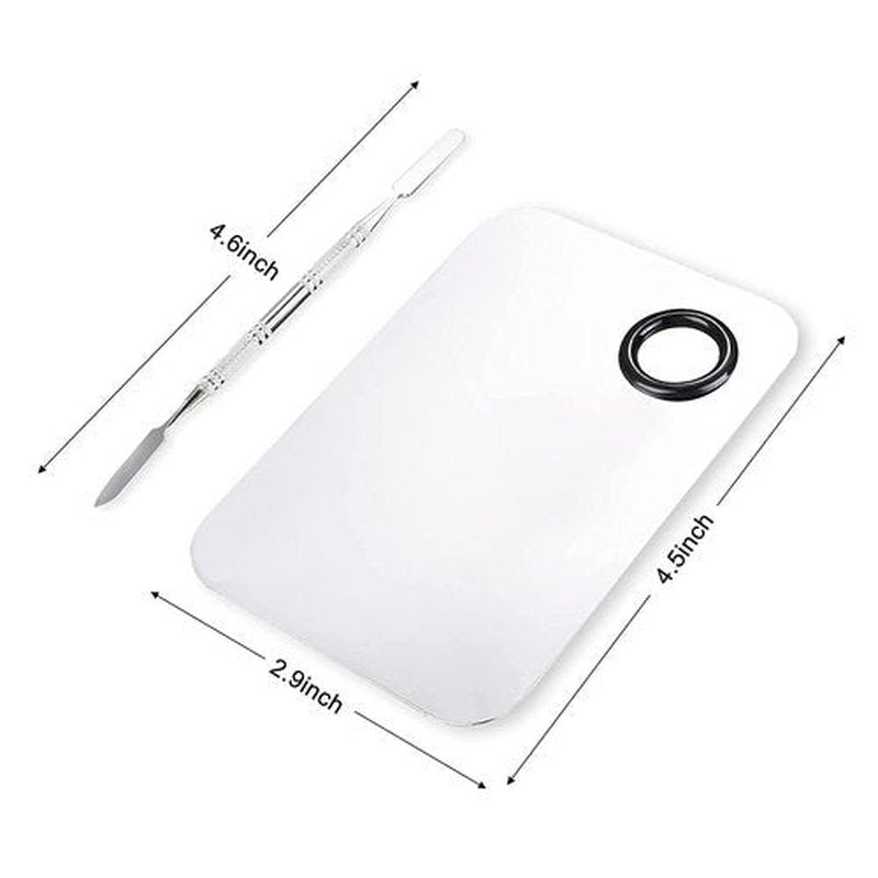 ALIOBC Makeup Mixing Palette, Upgrad Stainless Steel Metal Foundation Palette with Spatula Artist Tool for Mixing Foundation Nail-Art, Size 4.5x2.9 in（2 Pcs）