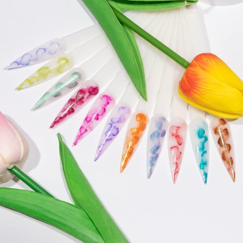 SUPWEE Blooming Watercolor Ink Nail Polish Marble Nail Polish Flower Blossom Nails for Spreading Marble Effect Manicure 12 Colors 7ml(0.25fl oz)
