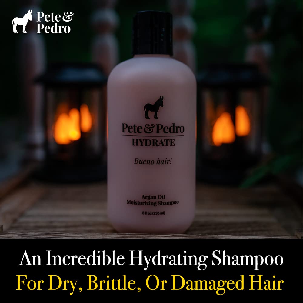 Pete & Pedro HYDRATE - Hydrating Argan Oil Shampoo For Men & Women | Moisturizing Daily Shampoo Cleanser For Dry, Dull, & Fragile Hair | As Seen on Shark Tank, 8.5 oz.