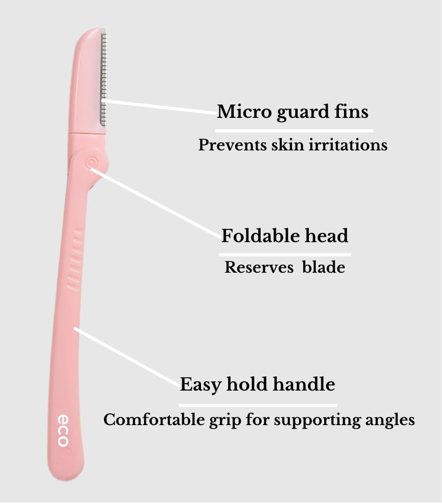 Dermaplaning Tool - Foldable Facial Razor for Women and Men, (3ct) | Womens Facial Peach Fuzz Remover & Eyebrow Trimmer, Dermaplaning Razor, Face Razors for Women, 3 pc (Pink)