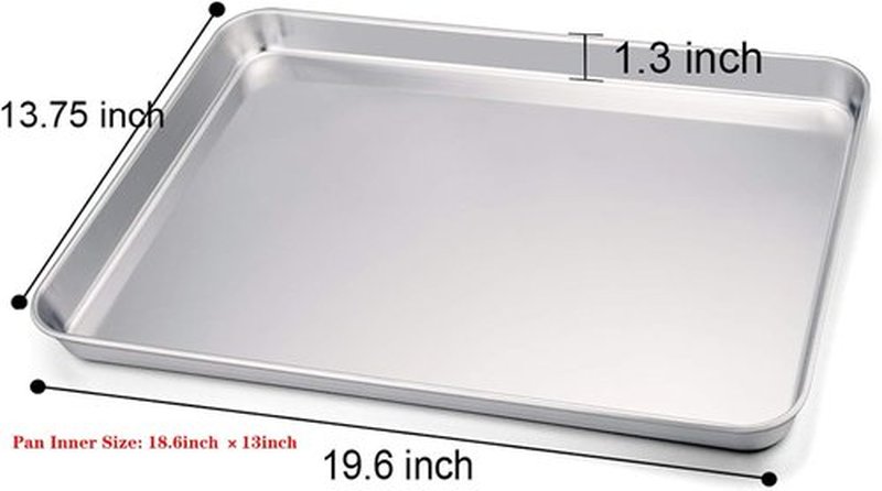 TeamFar Stainless Steel Baking Sheet Set - Non-Toxic, Heavy Duty & Dishwasher Safe | 20” x 14” x 1” - 2 Pieces