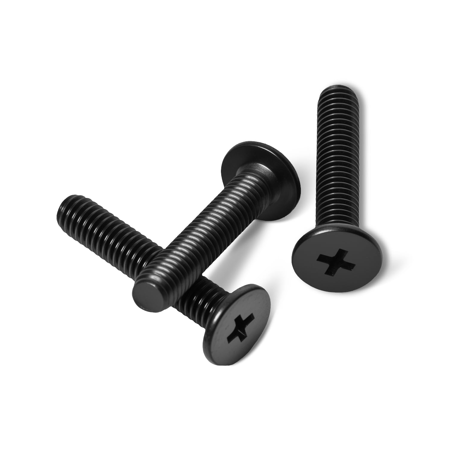 M4-0.7 x 6mm 50Pcs Flat Round Head Machine Screws, Black Oxide 304 Stainless Steel Phillips Cross Drive Screws Hardware Fastener