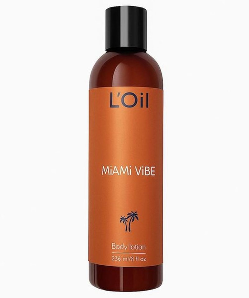 L'Oil Body lotion, Miami Vibe. Super Anti-Aging, Hydrating, Anti-wrinkle, Antioxidant, Anti-stretch marks. From head-to-toe. 24 Hour Moisture. 8 fl oz