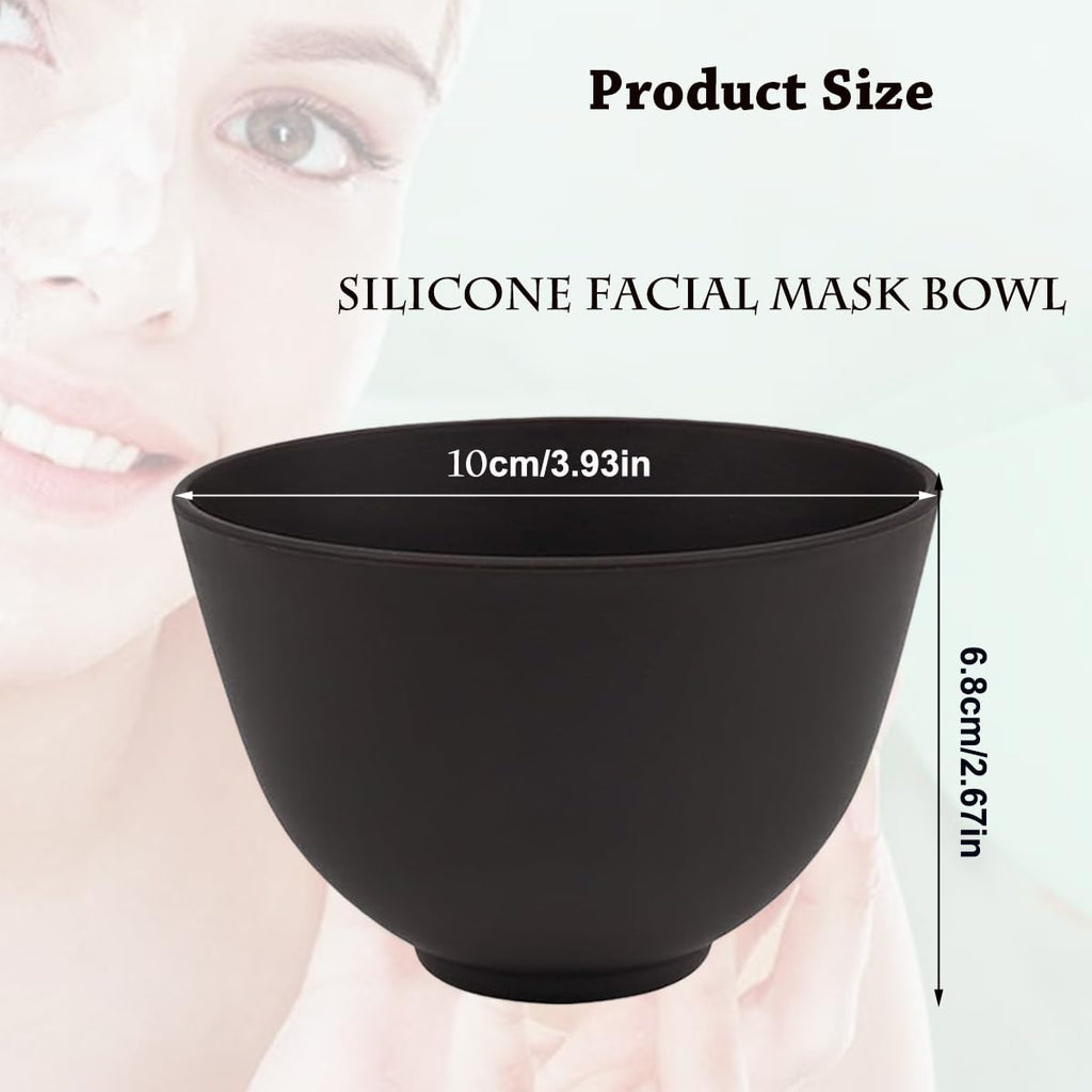 PLINNILUY 5 Pcs Diy Face Mask Mixing Bowl, Home Use Silicone Facial Mask Mixing Bowls Set Plastic Facial Mask Mixing Masks Set - DIY Skincare Mixing Tool Kit (Black-5Pcs)