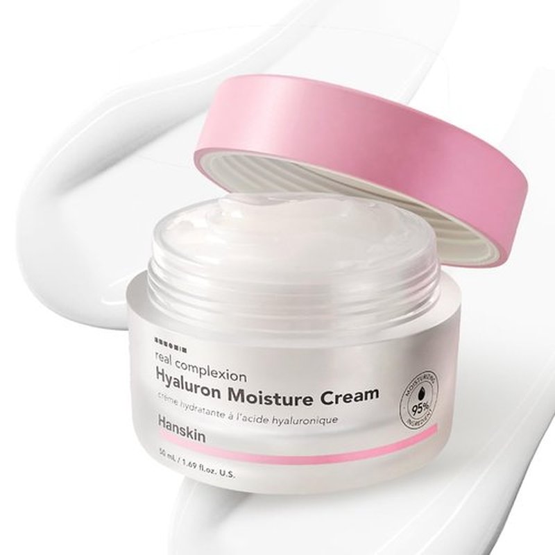 Hanskin Hyaluron Moisture Cream - Hydrating Korean Cream for Glass Skin | Lightweight Formula with Hyaluronic Acid, Niacinamide & Vitamin E | Ideal for Sensitive & Dry Skin (1.69 fl oz)