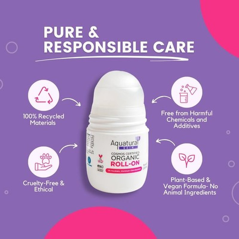 Skiennix Organic Deodorant Roll-On for Sensitive Skin - Natural Rose Vanilla, 2.53 Fl Oz | Long-Lasting Odor Protection