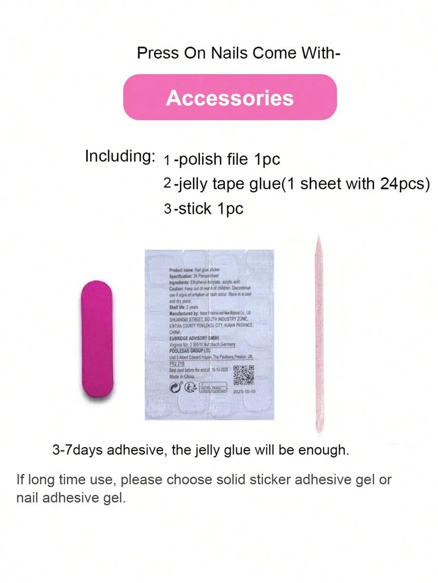 10 Medium Handmade Press On Nails | with 3D Floral and French design False Nails | Skip Salon Trips, Easy to Apply & Remove, Reusable (A008, M)