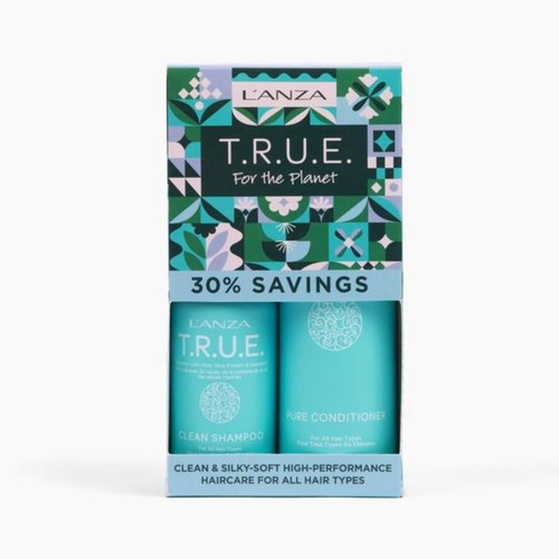 L'ANZA T.R.U.E. Duo Hair Kit - Anti-Frizz Clean Shampoo & Pure Conditioner Set | Vegan & Paraben-Free (2/8 Fl Oz)
