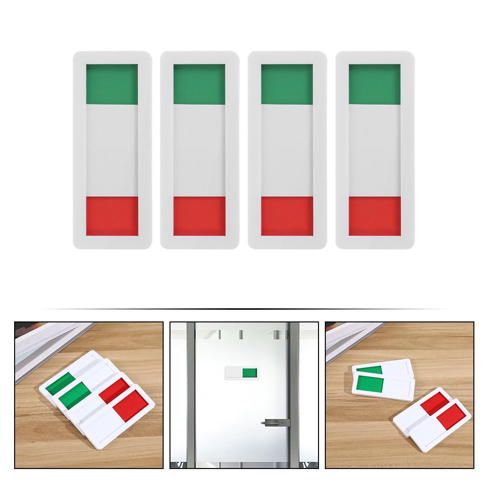 8 pcs Acrylic Open Closed Sign for Office Doors, Red/Green Slider Signs with Privacy Indicator for Meetings, White Background