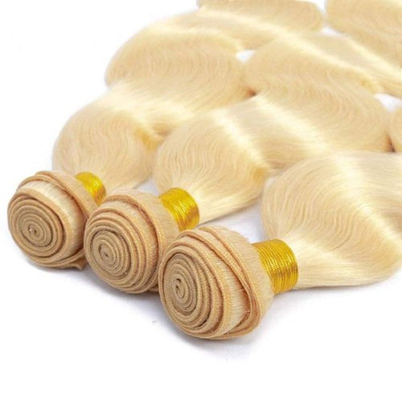 Blonde Bundles 613 Body Wave Bundles Human Hair 14 16 18 Inch Brazilian Virgin 613 Blonde Body Wave Bundle Double Weft Hair Extenisons 50 Gram Per Bundle