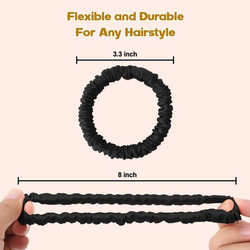 6PCS Silk Scrunchies, 100% Pure Silk Hair Ties, Scrunchies for Women Girls, Elastic Ponytail Holders No Damage