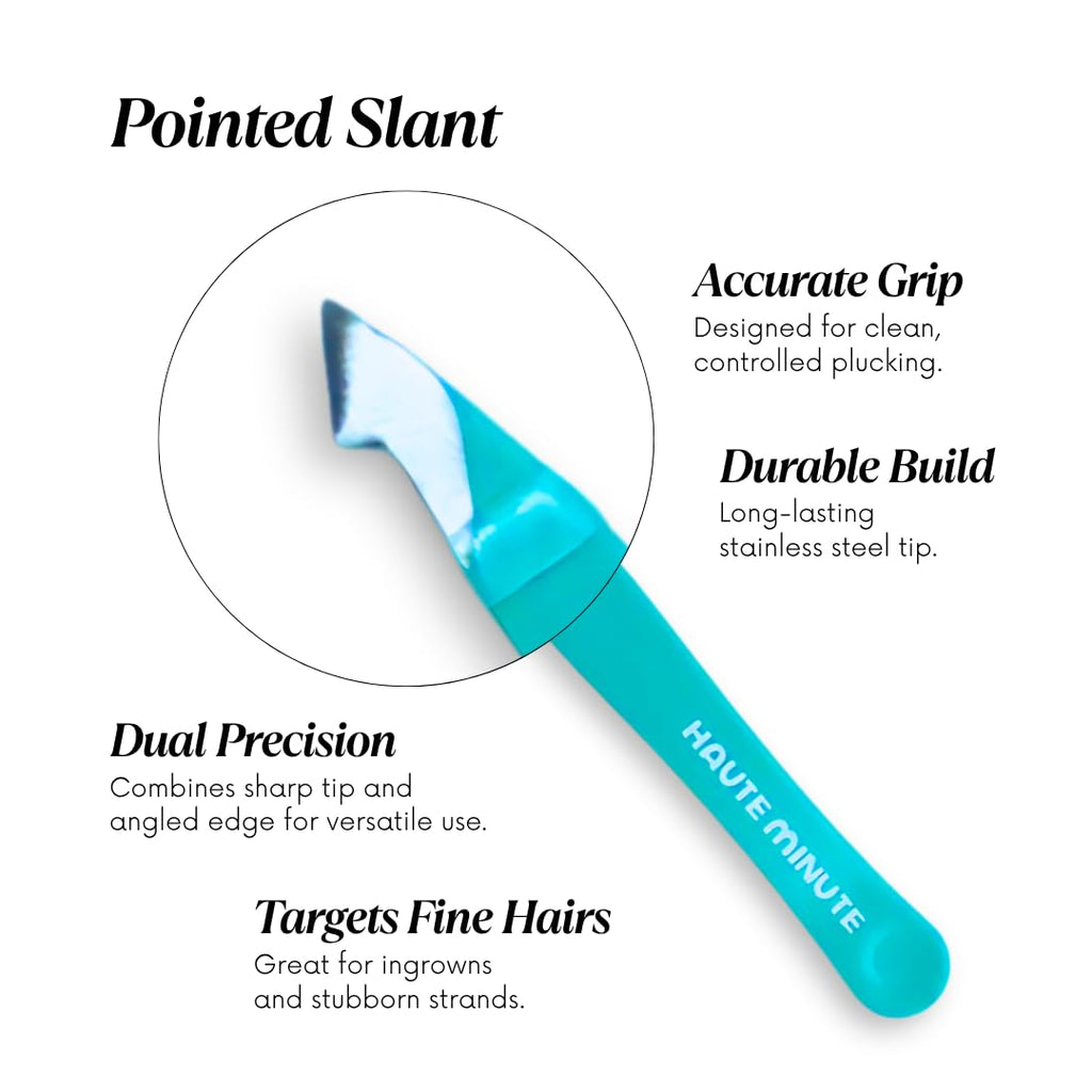Haute Minute Makeup Go Girl! Mini Tweezers, Stainless Steel Tweezer for Travel, Precision Tweezers for Eyebrows, Facial Hair, Ingrown Hair, Chin, Splinter Removal, Eyebrow Plucker (Aqua)