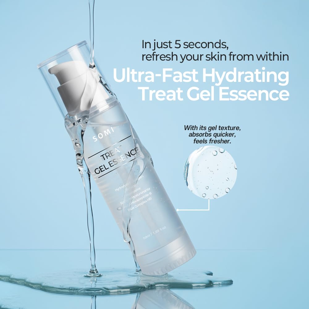 Treat Gel Essence 50 ml (1.69 fl. oz.) |Lightweight Clear Gel Face Serum | Hydrating & Smoothing with Hydrolyzed Extensin, Betaine, Sodium Hyaluronate & Acetyl Hexapeptide-8 | Blue Complex HR