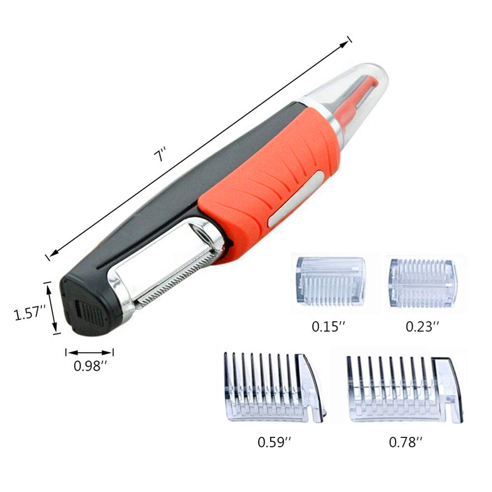 shenruifa Electric Nose Hair Trimmer, Integrated Design, Easy to Grip and Carry, LED Light, Two Comb Attachments, for Nose, Eyebrows, Beard, and Haircut, Suitable for Sensitive Skin