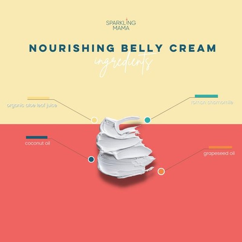 Sparkling Mama's Belly Cream Nourishing Maternity Skin & Stretch Mark Lotion | (From the Creator of Fizzelixir), 4oz jar