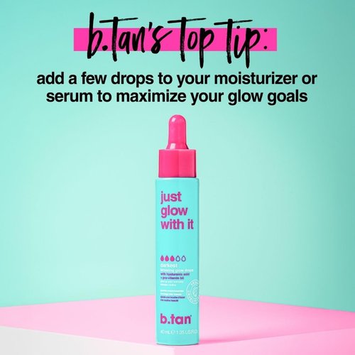 b.tan Dark Self Tanning Drops - Gradual Bronzing Serum for Face & Body with Hydrating Hyaluronic Acid, 1.3 Fl Oz