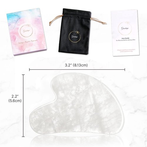 GUASHAPE Natural White Quartz Gua Sha Facial Tools | Guasha Tool for Face Sculpting, Shaping, Reduce Puffiness, Tension Relief | Stone for Eyes, Face and Body