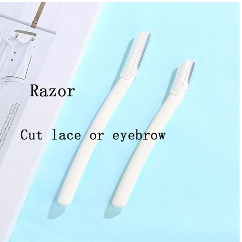 Miaubaa Wig Kit for Lace Front Wigs for Beginners 8Pcs, Lace Melting Elastic Band for Wigs, HD Wig Caps, Eyebrow Razors, Tweezers, Edge Brush, Detangle Brush