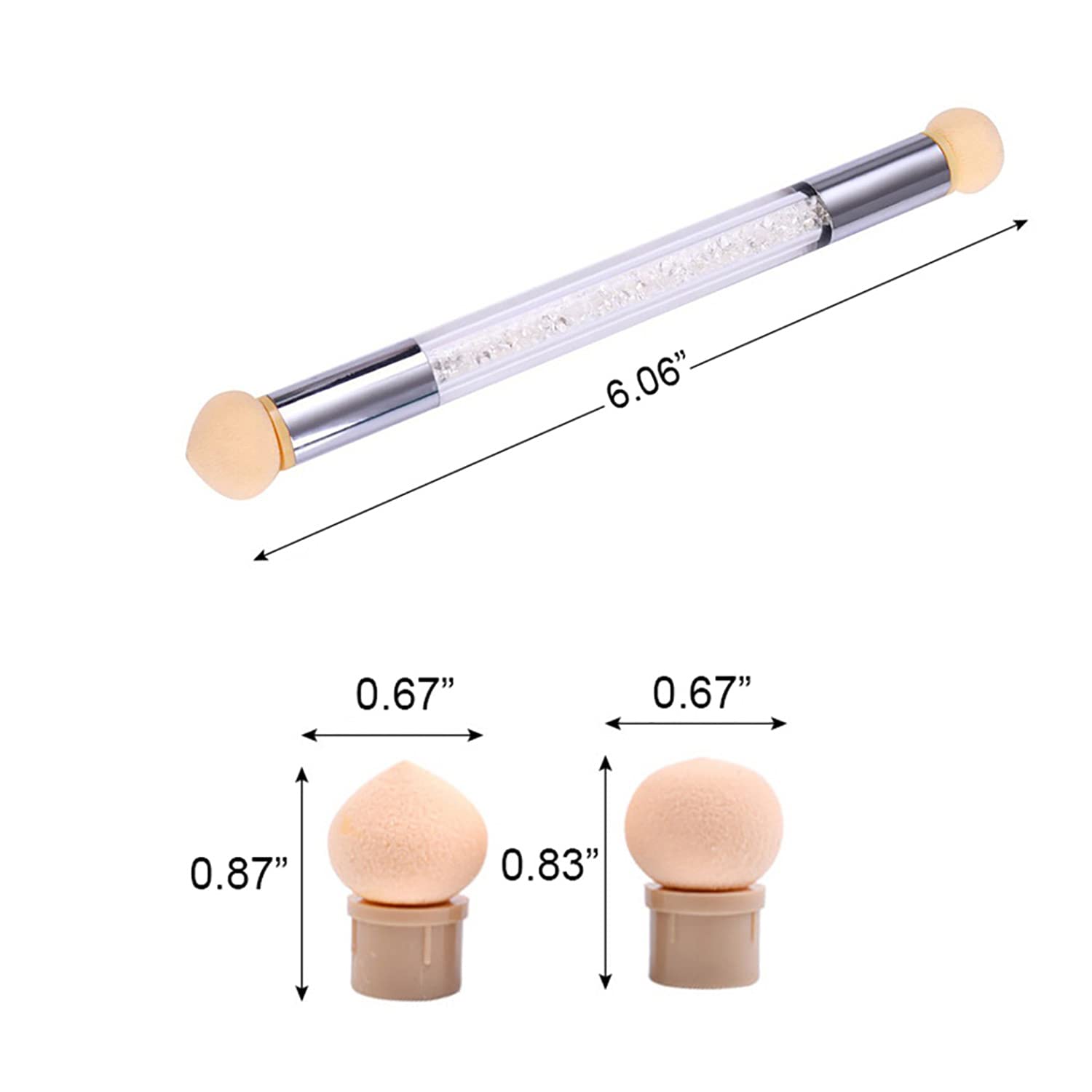 WOKOTO 8 Pcs Ombre Nail Brush Nail Art Brushes Set With 4 Nail Sponges Tips Ombre Brush For Gel Nails Gradient Nail Brushes For Ombre Acrylic Nail Art Liner Brushes Dotting Tools With Different Size