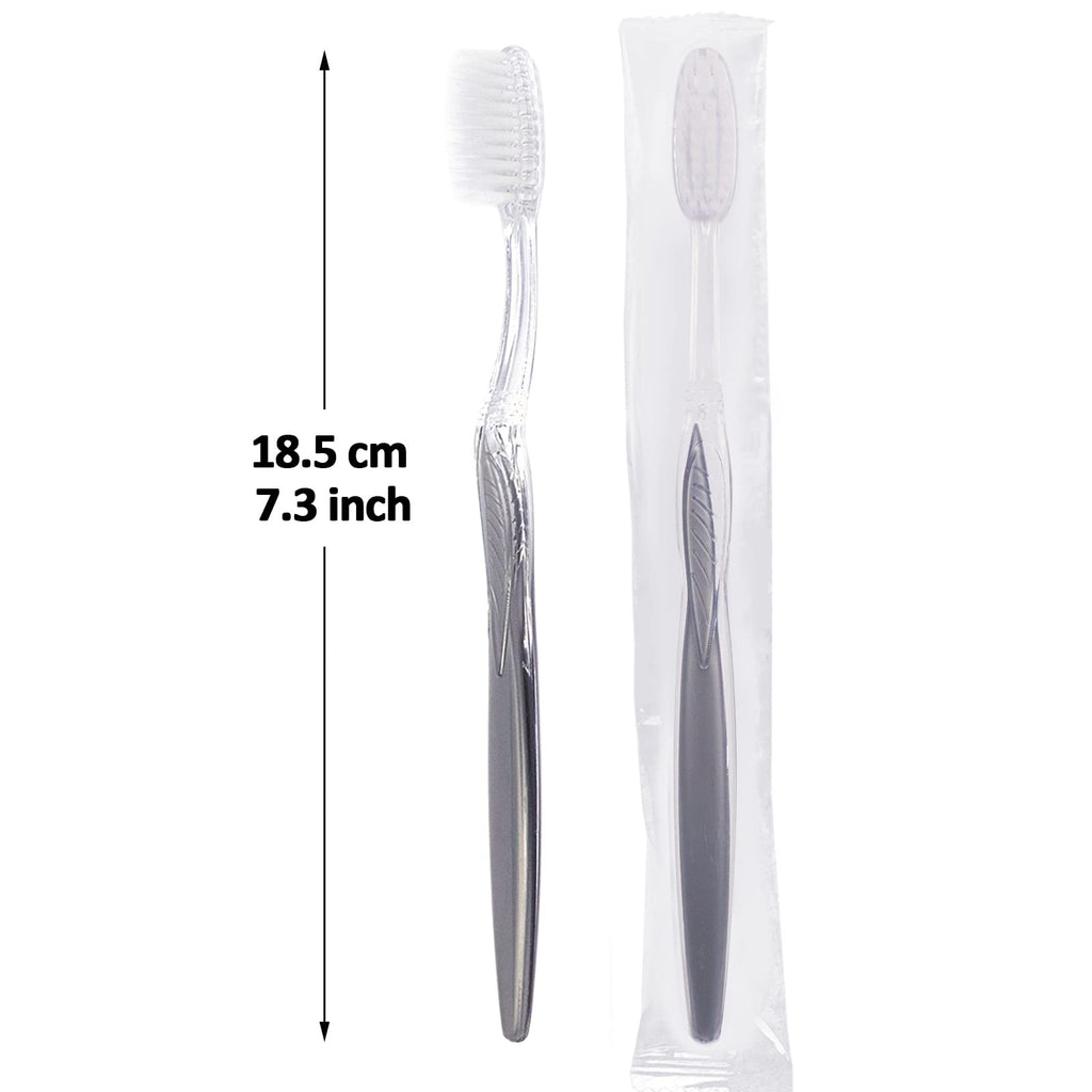 FKYzixeh Grey Handle Toothbrush Bulk, Disposable Toothbrushes Individually Packaged, Toothbrush for Travel, Hotel and Homeless (50 Pack)