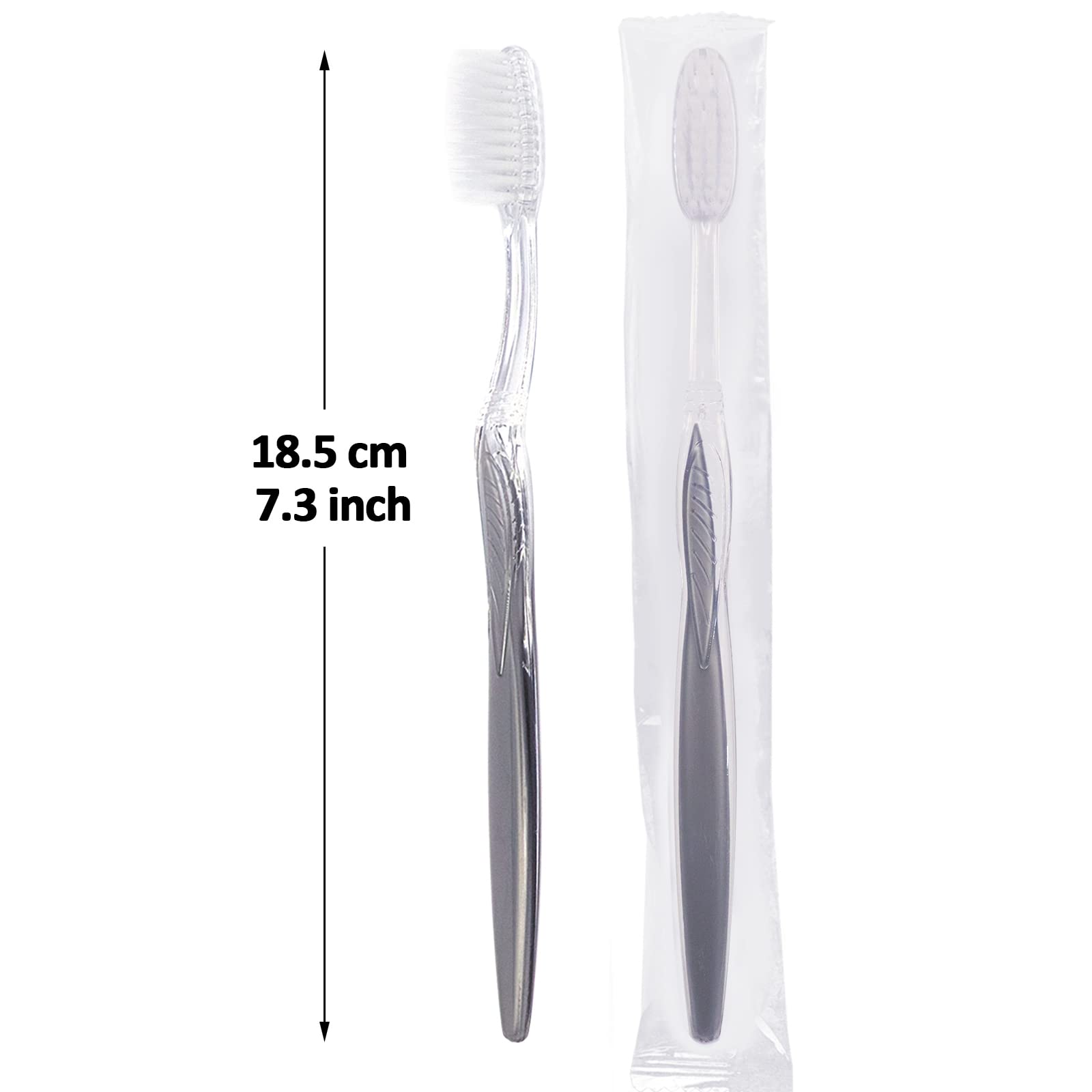 FKYzixeh Grey Handle Toothbrush Bulk, Disposable Toothbrushes Individually Packaged, Toothbrush for Travel, Hotel and Homeless (50 Pack)