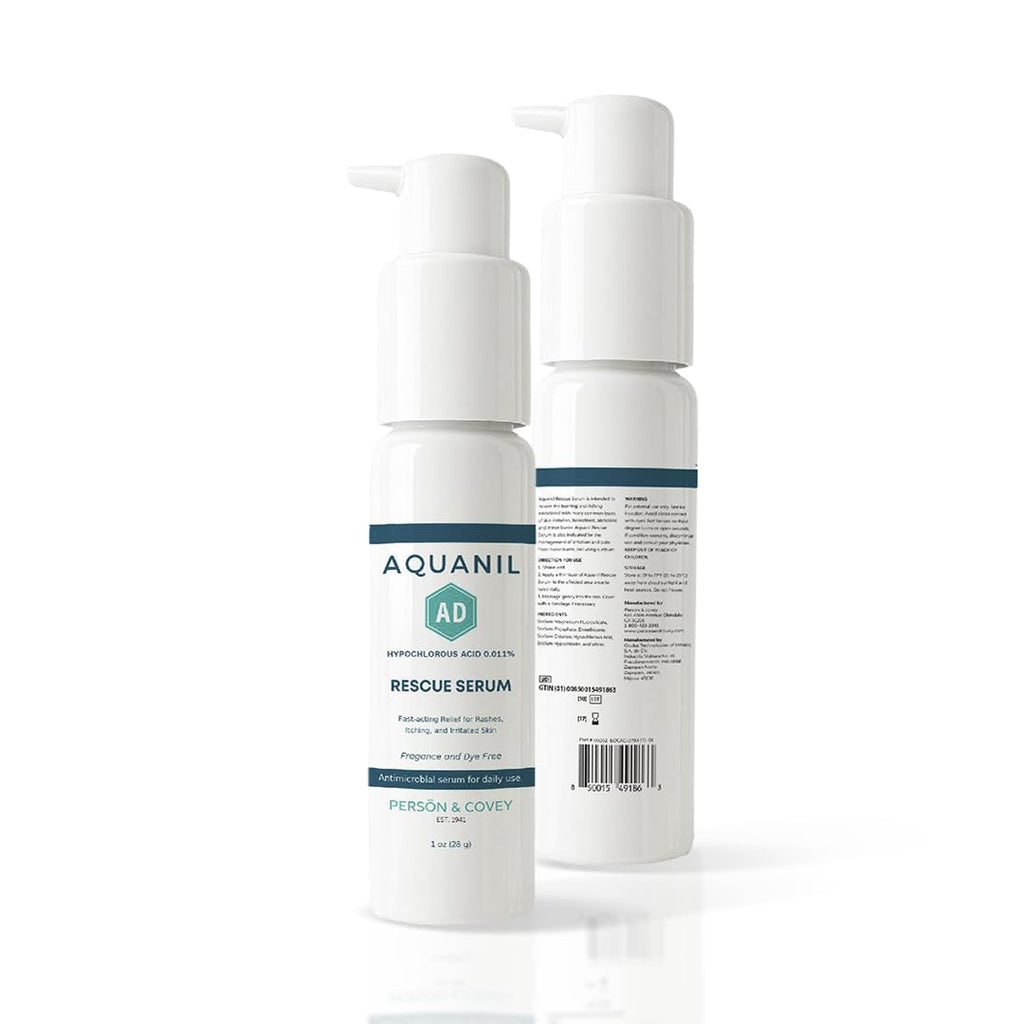 Aquanil AD Rescue Serum – Hypochlorous Acid 0.011% for Itch & Rash Relief, Soothing Serum for Irritated Skin, Fragrance & Dye Free, Sensitive Skin Safe, Lightweight & Fast Absorbing, 1 oz