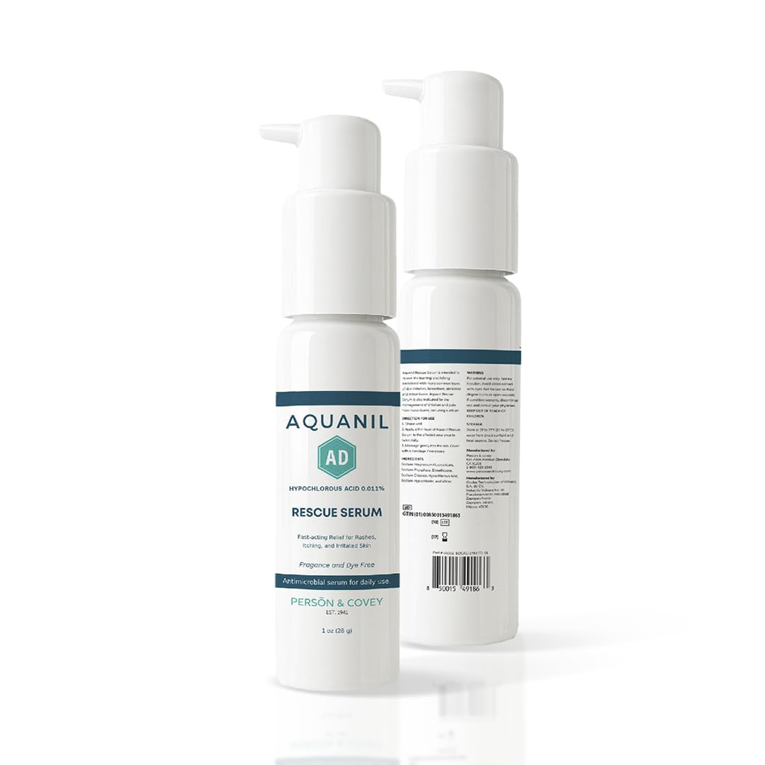 Aquanil AD Rescue Serum – Hypochlorous Acid 0.011% for Itch & Rash Relief, Soothing Serum for Irritated Skin, Fragrance & Dye Free, Sensitive Skin Safe, Lightweight & Fast Absorbing, 1 oz