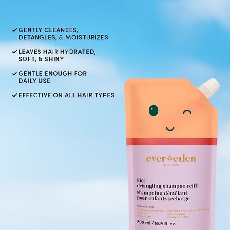 Evereden Kids Shampoo Refill, 16.9 fl oz | Detangling, Clean, Non-Toxic Ingredients | Gentle Kids Haircare