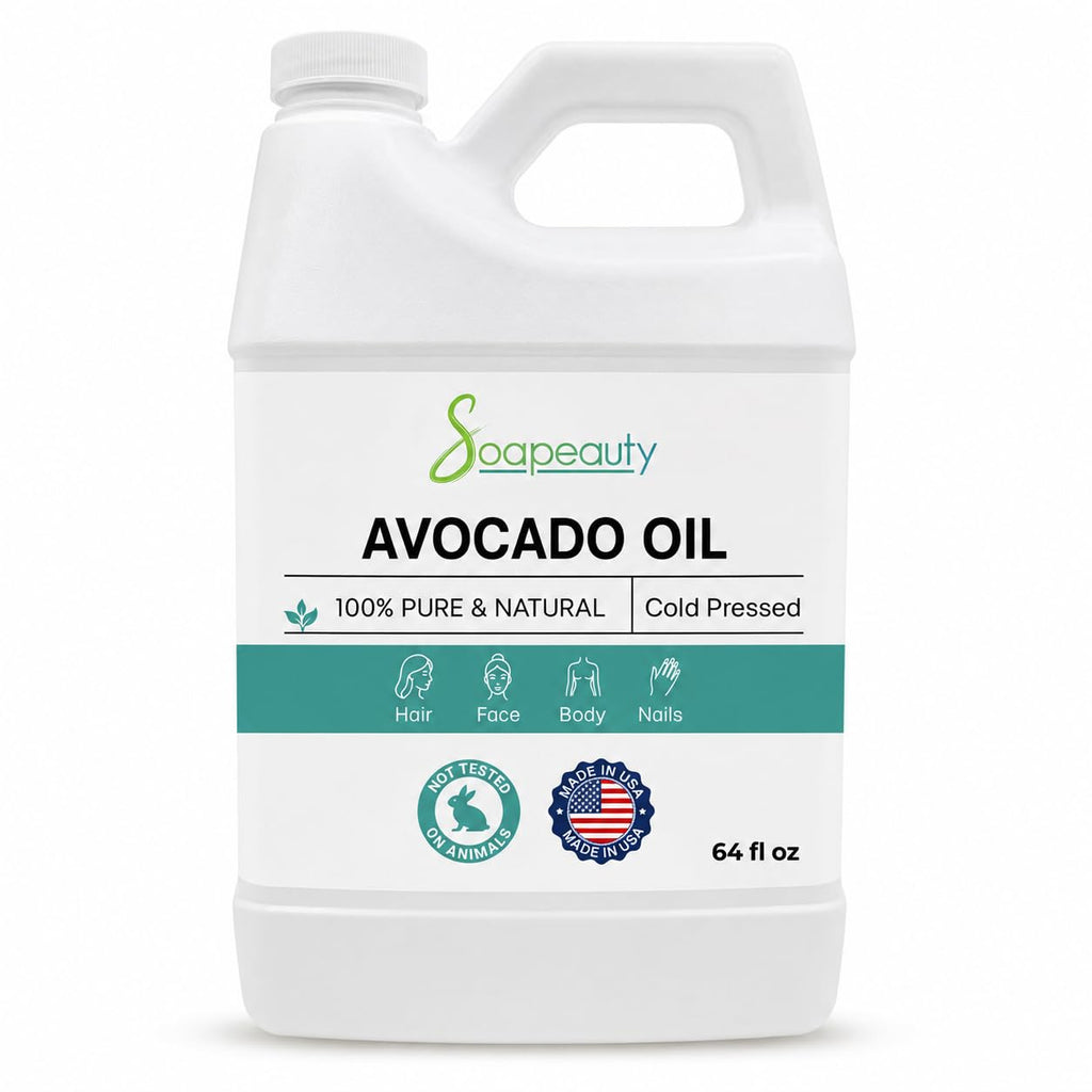 Soapeauty Avocado Oil for Skin & Hair - Cold Pressed - 100% Pure & Natural - Carrier Oil for Essential Oils - Massage Oil - 64 fl oz