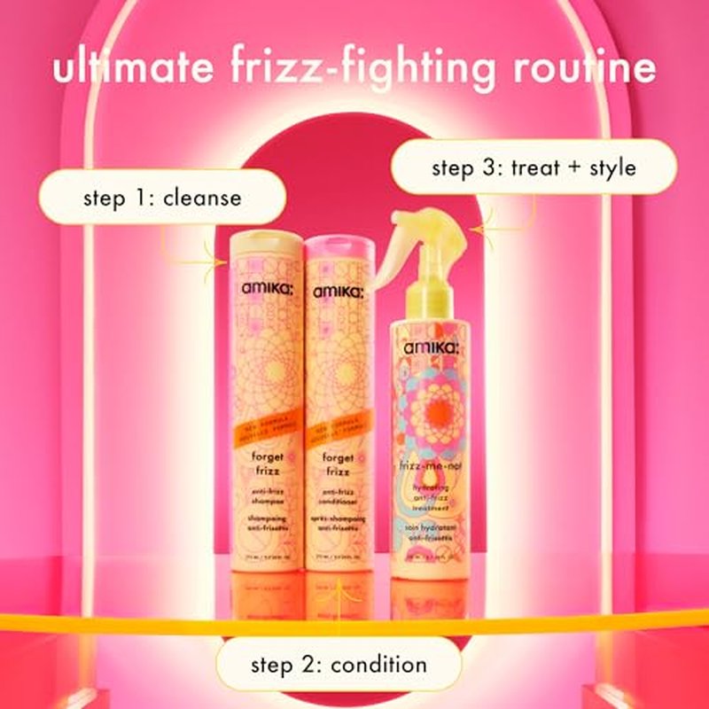 amika frizz-me-not hydrating anti-frizz treatment, 60ml | lightweight hydrating spray for medium to thick coarse hair types 2a-4c, humidity + heat protection, smooth frizz for up to 72 hours