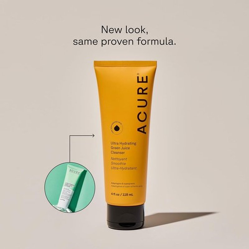 Acure Ultra Hydrating Green Juice Face Cleanser - Superfood Formula for Clean Skin | 4 Fl Oz