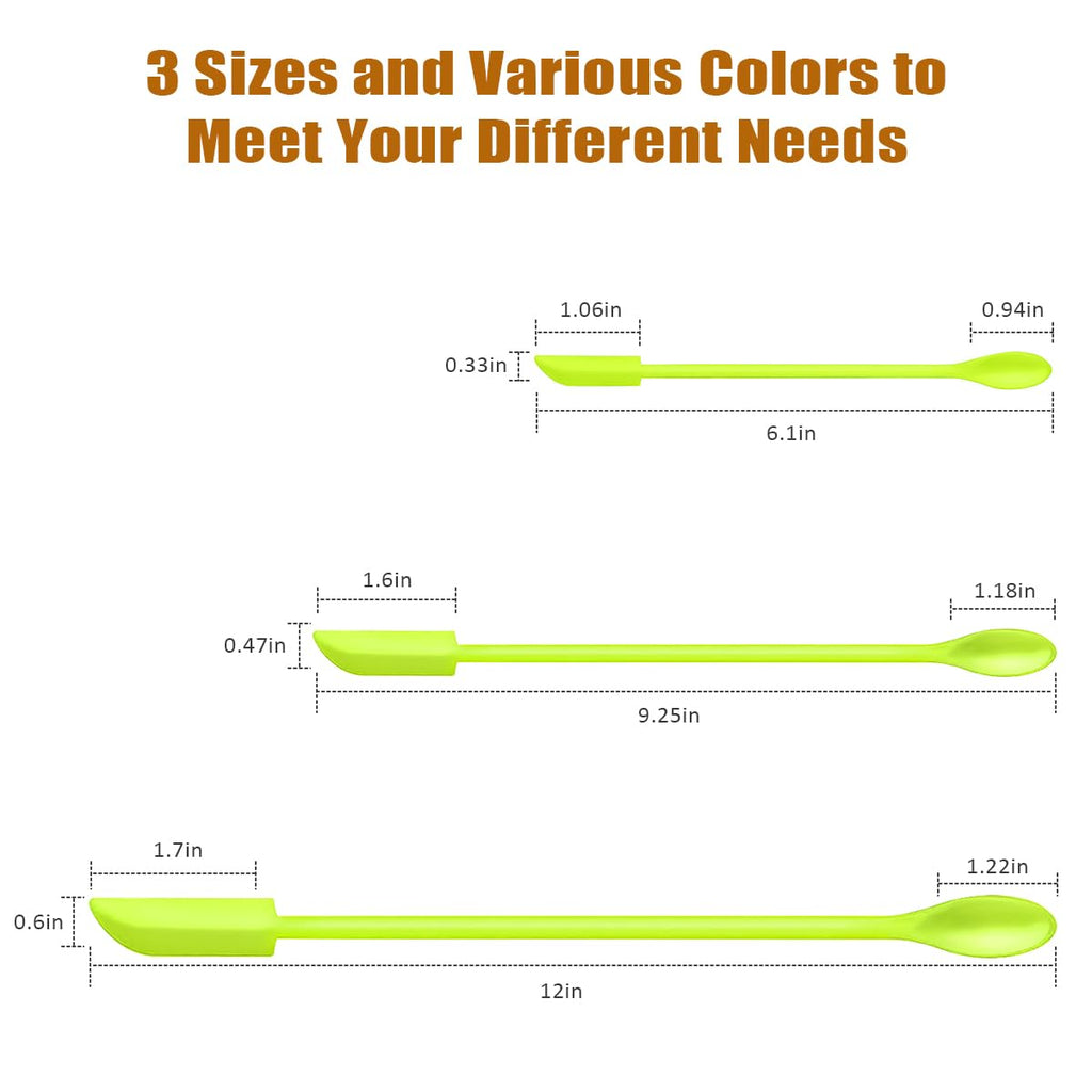 Silicone Spatula Set (6Pcs) - Mini Scraper Tool for Beauty & Food - Reach Every Last Drop, Multi-Size Spatulas for Makeup Jars, Lotion Bottles & Kitchen Containers (Green)